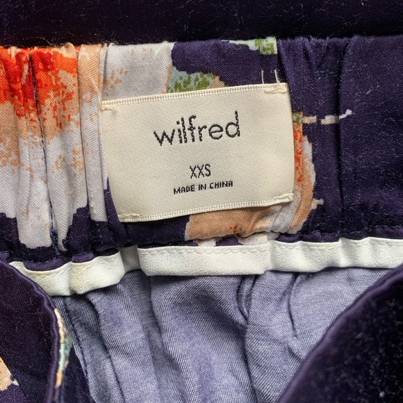 Aritzia Wilfred Faun Pant Wide-Leg Navy Blue with Floral Print XXS - Picture 9 of 11